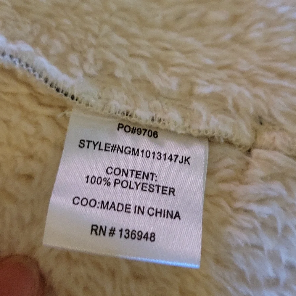 Nasty Gal animal print jacket cream faux fur lining asymmetrical zipper M EUC …